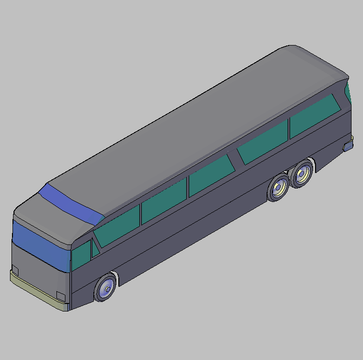 Bloque Autocad Vista de Autobús Bibliot. 2D-3D en 3D